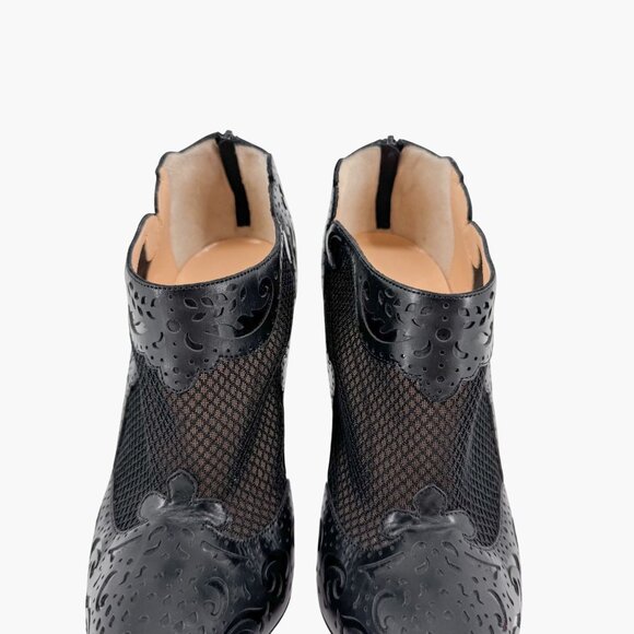 Christian Louboutin Mandolina Black Laser Cut Booties Size 37.5 US 7.5 Women's - Picture 6 of 14